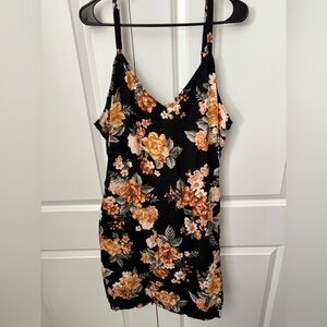 Torrid Black Dress with Orange and Cream Floral Design